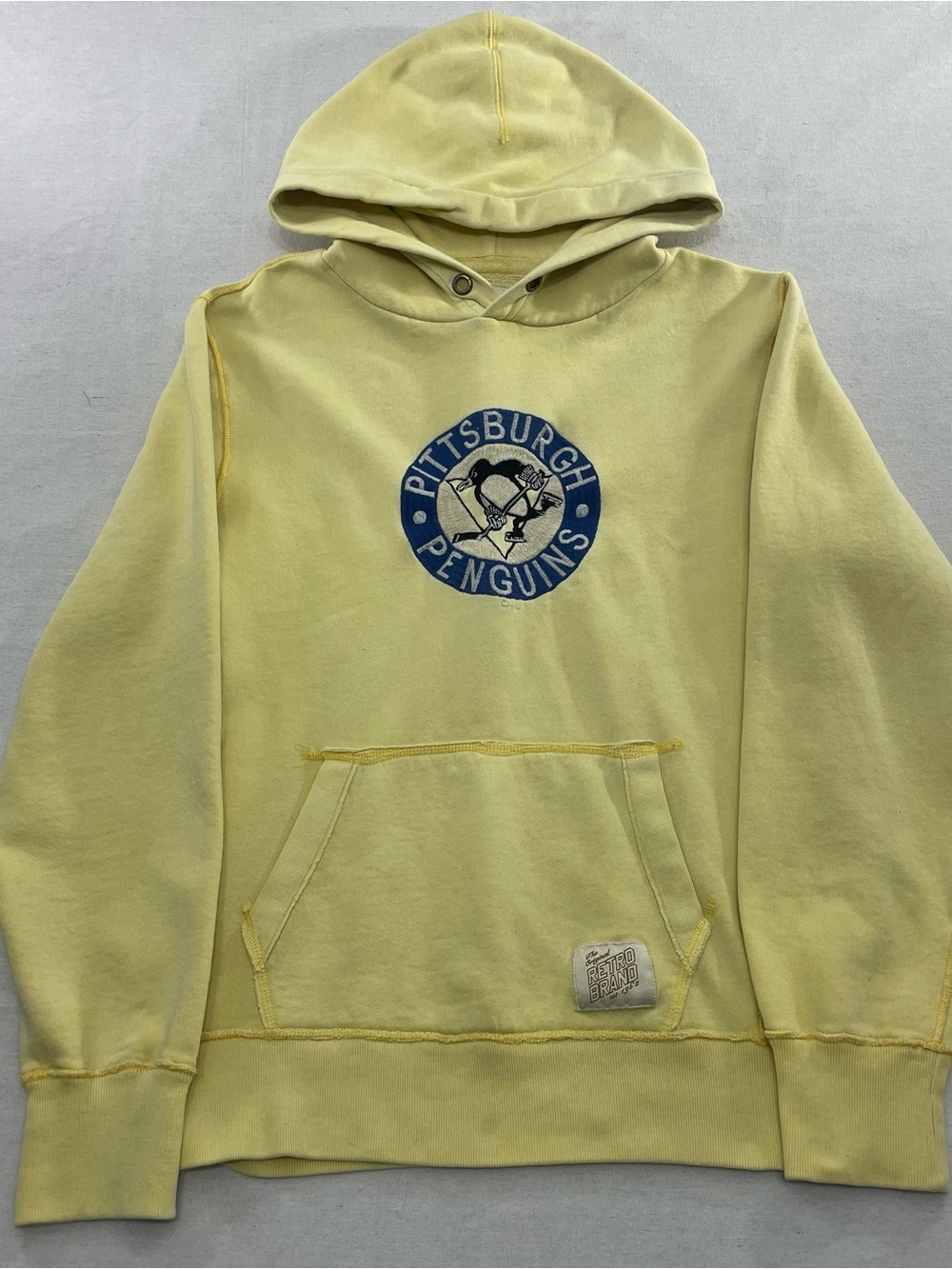 Original Retro Brand Pittsburgh Penguins Hoodie Sweatshirt Yellow Large